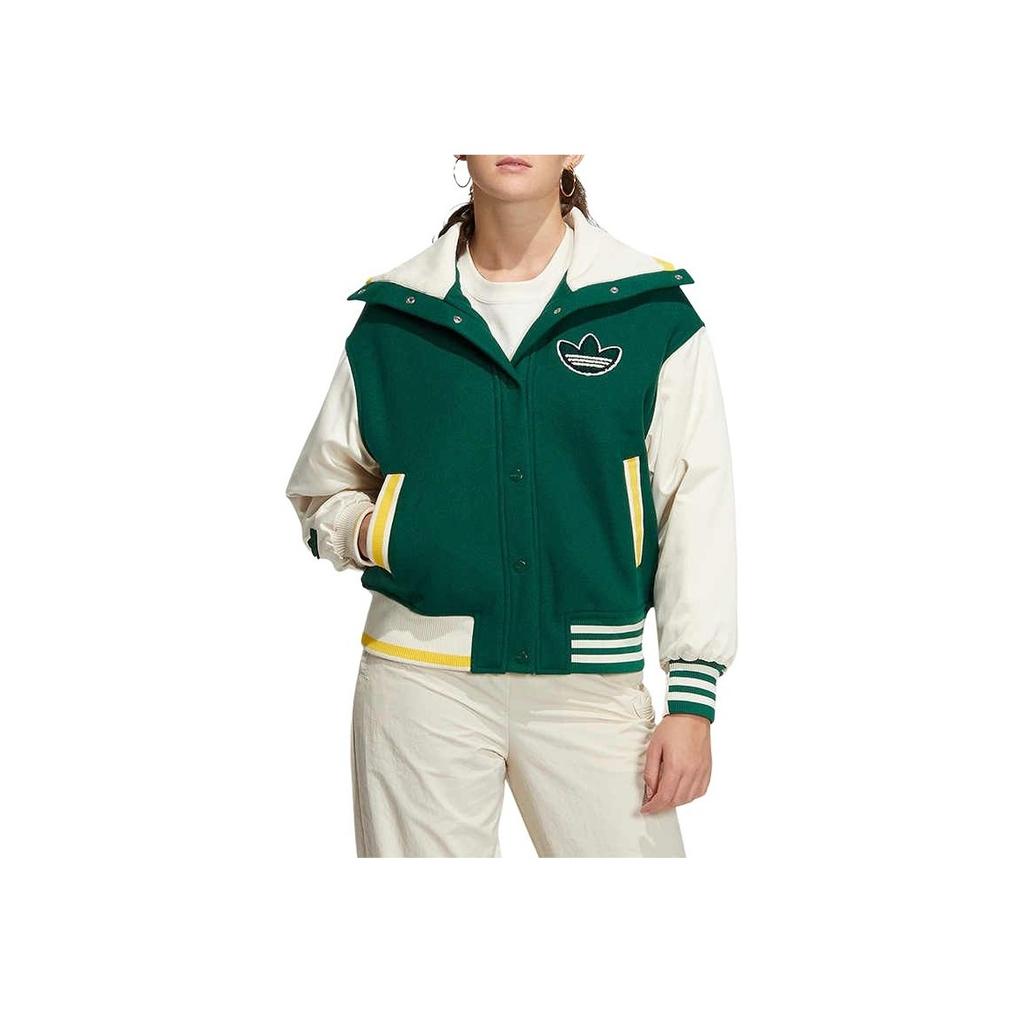 Adidas Originals Trefoil Patchwork Casual Jacket Women Jacket White Green HY4184