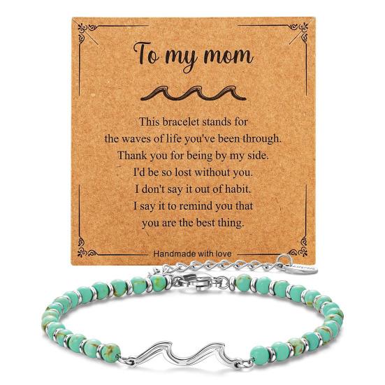 Unisex Wave Bracelet Adjustable Beaded Bracelet Friendship Bracelet Jewelry Gift with Inspirational Card for Family