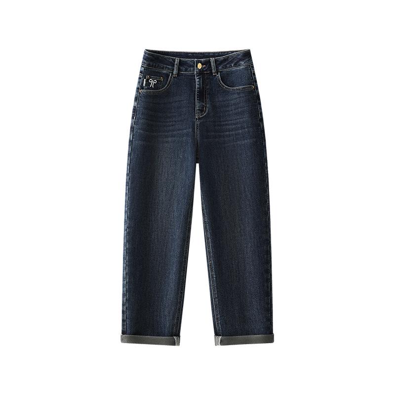 

Женские джинсы гарем с высокой посадкой и эластичной талией - Весенние повседневные, Стройнящие, Для миниатюрных, Универсальные, Свободного кроя M (96-105 cm) синий