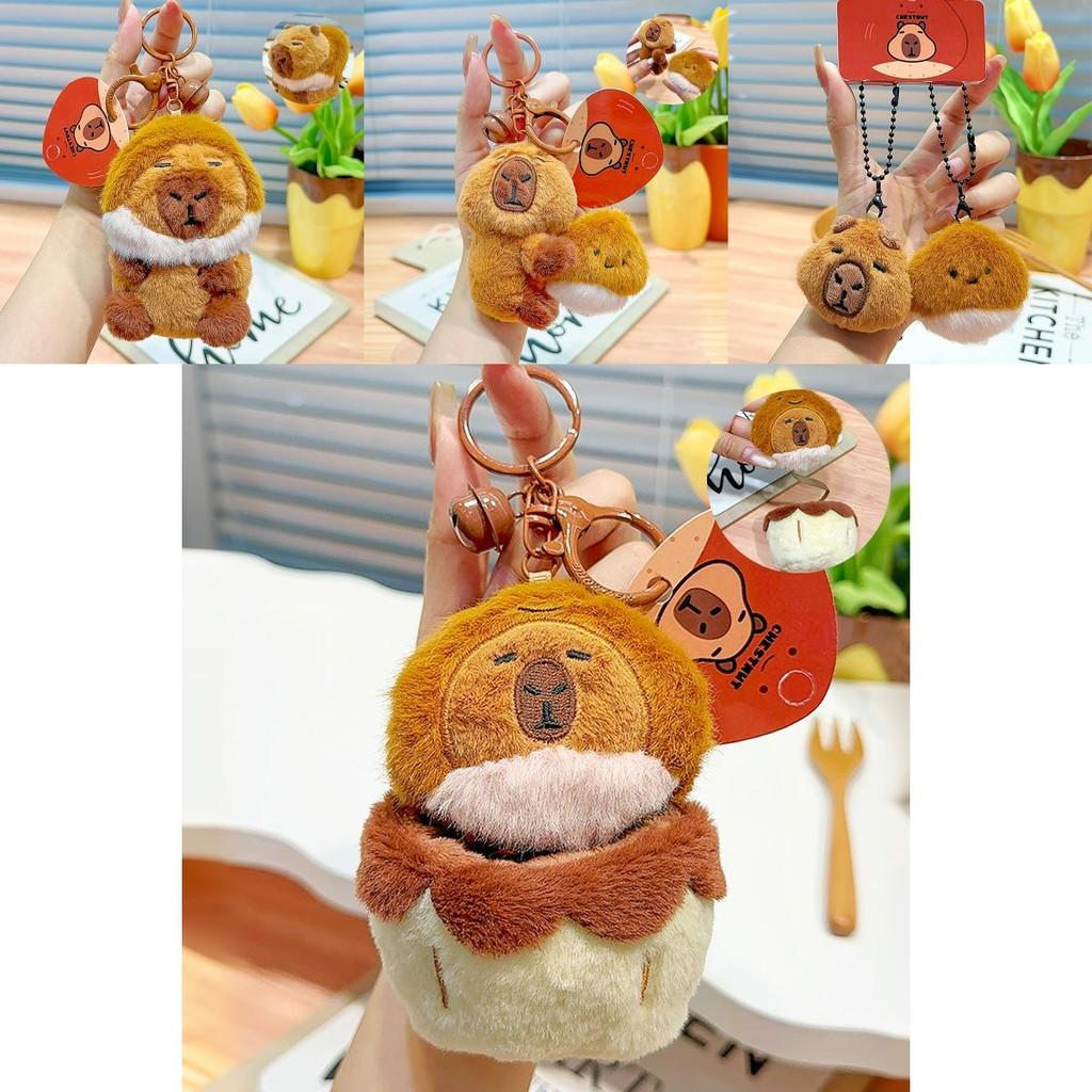 Adorable Capybara Chestnut Plush Keychain Pendant Cute Cartoon Style Accessory