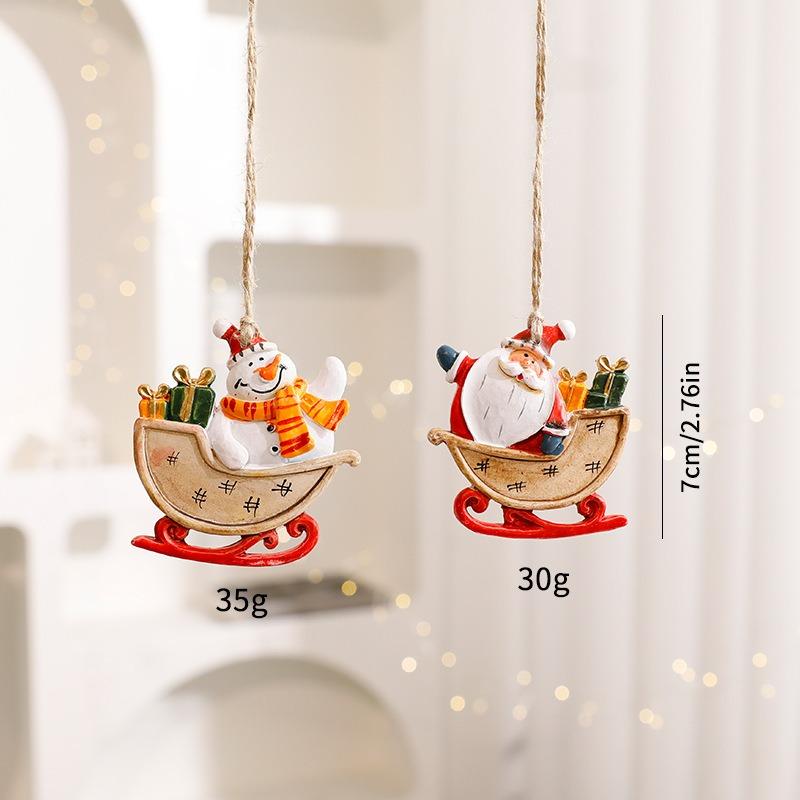 Christmas Home Decoration Pendant Resin Santa Claus Snowman Hanging Christmas Tree Hanging Decoration DIY