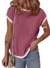 Women's Ribbed Knit Short-Sleeve T-Shirt - Casual Spring/Summer Top