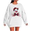 Ladies' Christmas Printed Bow Round Neck Long Sleeved Loose Pullover Sweater Sweatshirt Top