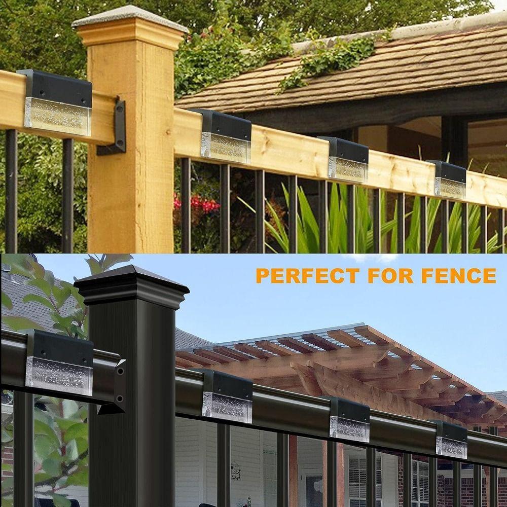 Waterproof Solar Deck Lights LED Light Terraces Railing Lamp Easy To Use Solar Step Lights  Yard