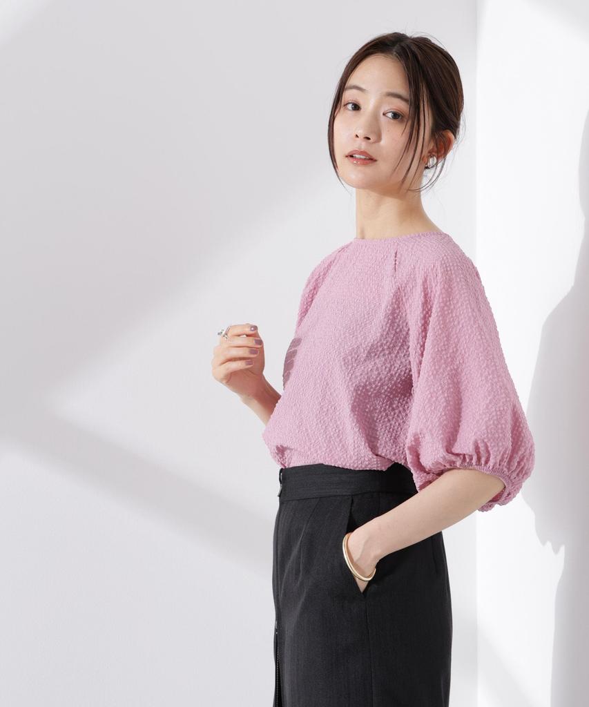 Nano Universe Women's Soccer Balloon Sleeve Pullover Blouse, Size F 090, Pink, 673-5121317