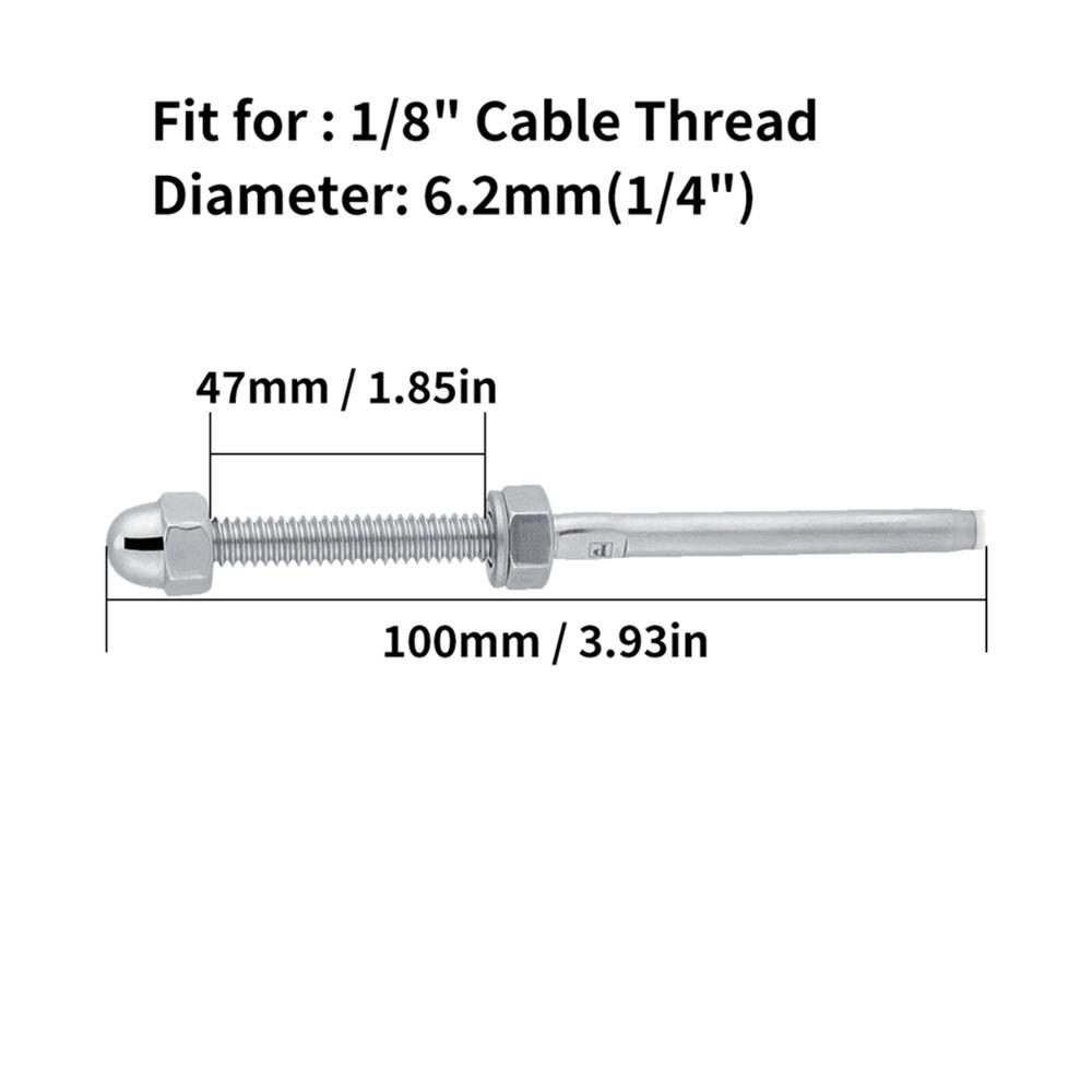 10pcs Stainless Steel Threaded Stud Ends Silver Cable Connector Cable Tensioner Staircase Railing