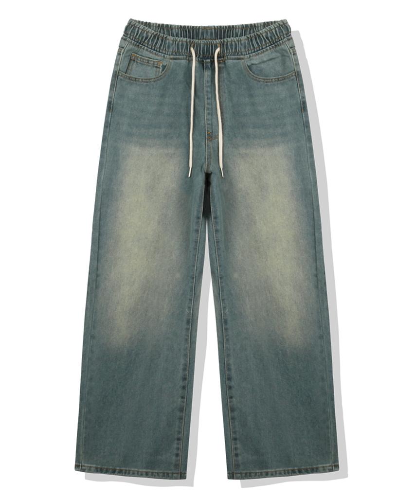 ULIFEZIP Tarin Wide Elastic Waist Denim Washed Pants 3 Colors [Ulzd_0052]
