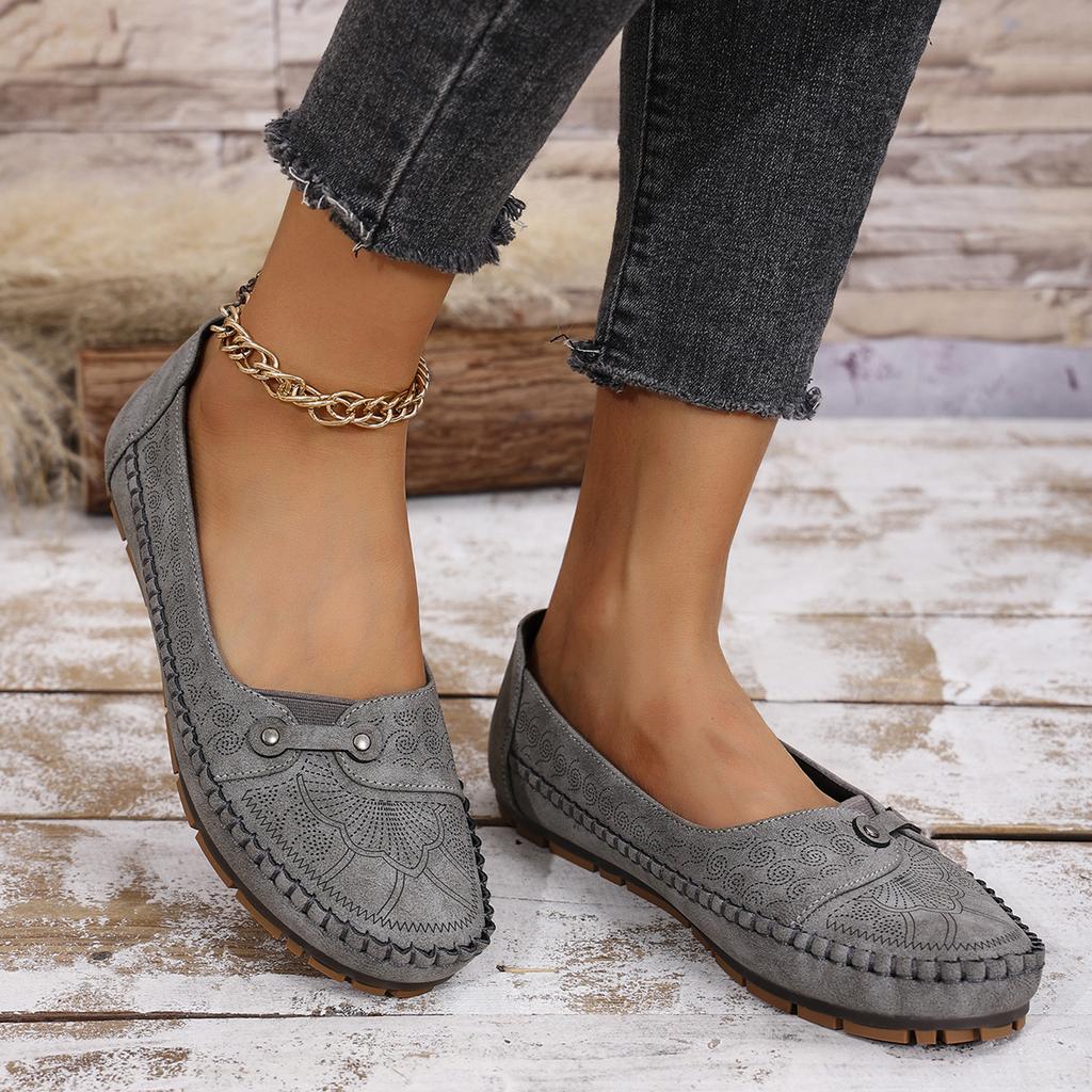 Women's Retro Flat Loafers With Stitching