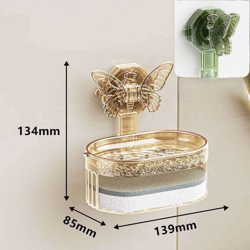 

Креативная настенная мыльница на присосках в виде бабочки, кухонная, для ванной, туалета, с дренажом, для хранения мыла, губки, подставка для мыла, дренажная коробка золотой