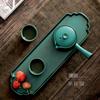 Retro Ceramic Dry Bubble Tray Creative Peacock Green Tea Tray Small Tea Table Kung Fu Tea Set Accessories Saucer