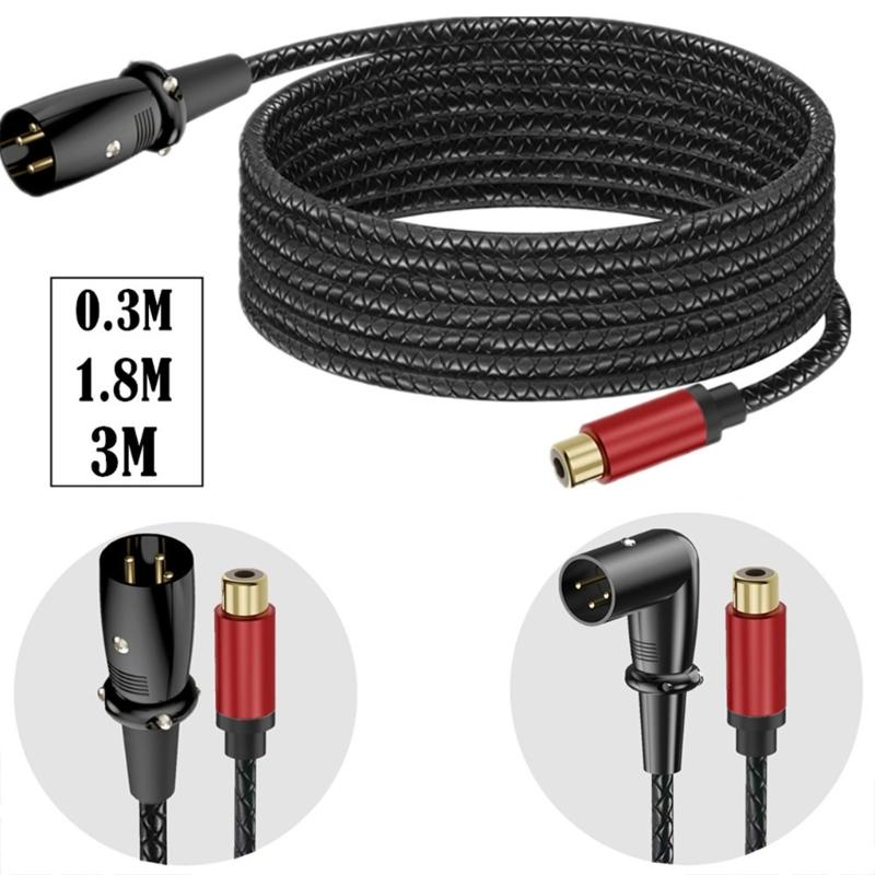 XLRs Male To RCAs Female Sound Adapters Cable Gold Plated Connectors Flexible PU Jackets Metal Housing For Professional Studio Equipment