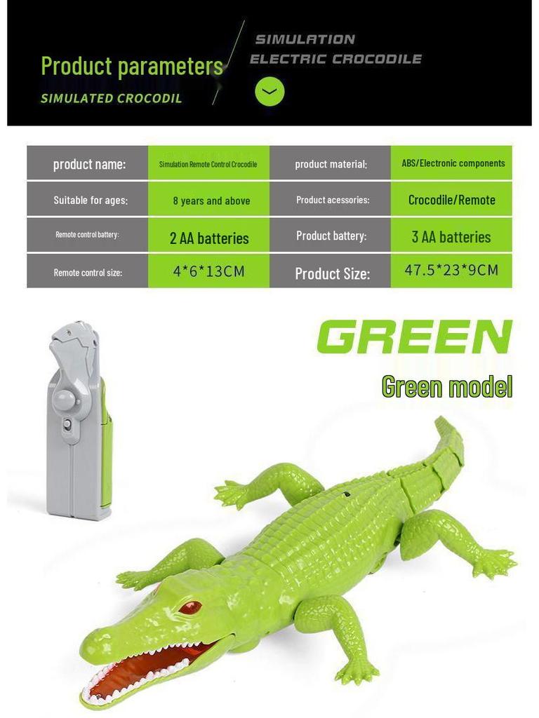 Luminous Infrared Remote-Control Electric Crawling Crocodile: Educational Kids' Toy and Simulation Animal