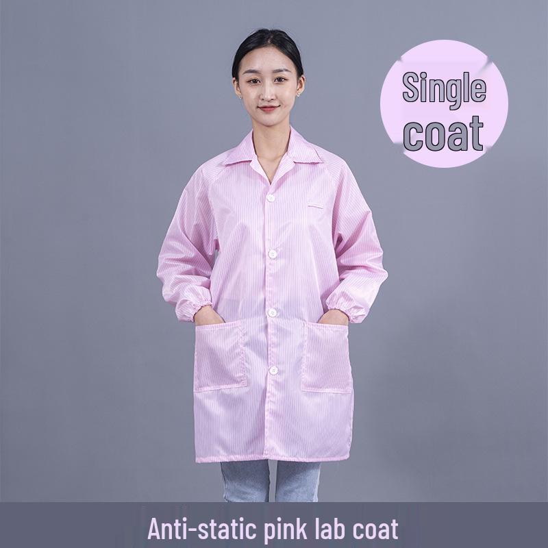 Unisex Striped Antistatic Lab Coat for Dust-Free and Static Protection