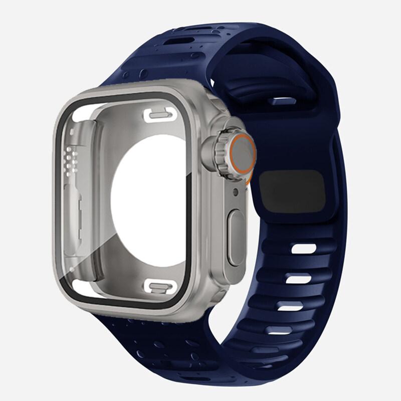 360 Waterproof Case+Silicone Strap for Apple Watch 9 8 7 Band Appearance Upgrade Ultra 49mm Iwatch Series 8 7 6 SE 5 4 3 2 1