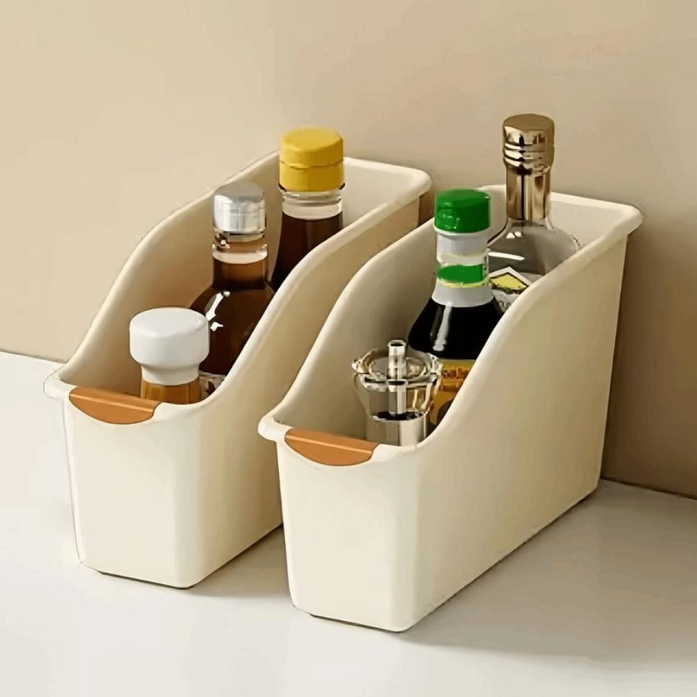 2pcs Anti-slip Under Sink Organizer Space Saving Snack Seasoning Basket Curved Storage Box Bathroom