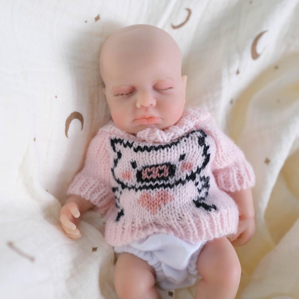 8 Inch Real Like Miniature Baby Reborn Dolls LouLou Sleeping Soft Full Solid Silicone Emulation Doll Alive Bebe Newborn Doll for Child for Christmas