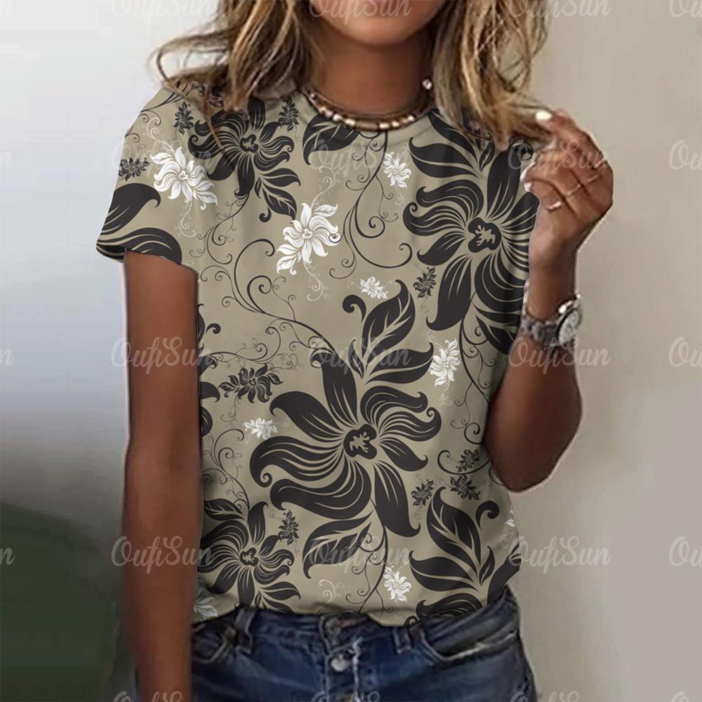New Women's T-shirt Top 3D Floral Print Pullover For Ladies Summer O-neck Casual Short Sleeve Tees Female Loose Clothing