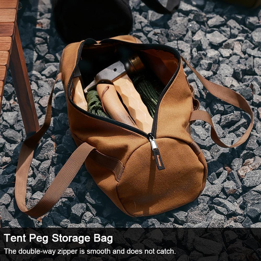 Portable Tent Peg Storage Bag Zipper Closure Canvas Carry Bag Ground Nail Organizer  Outdoor Hiking