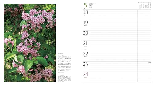 Calendar 2026 FLOWER CALENDAR Flower Calendar (Monthly Diary/Diary/Ring/Flower) (Yamakei Calendar 2026)