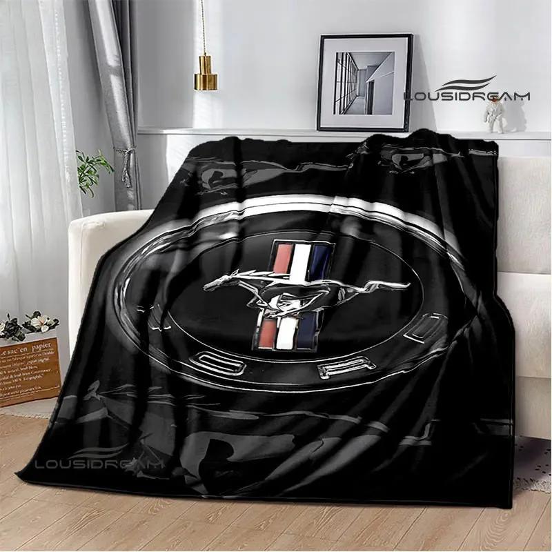 Mustang Car Logo Printed Blanket Flannel Blanket Warm Blanket Blankets for Beds Rainbow Blanket Picnic Blanket Birthday Present
