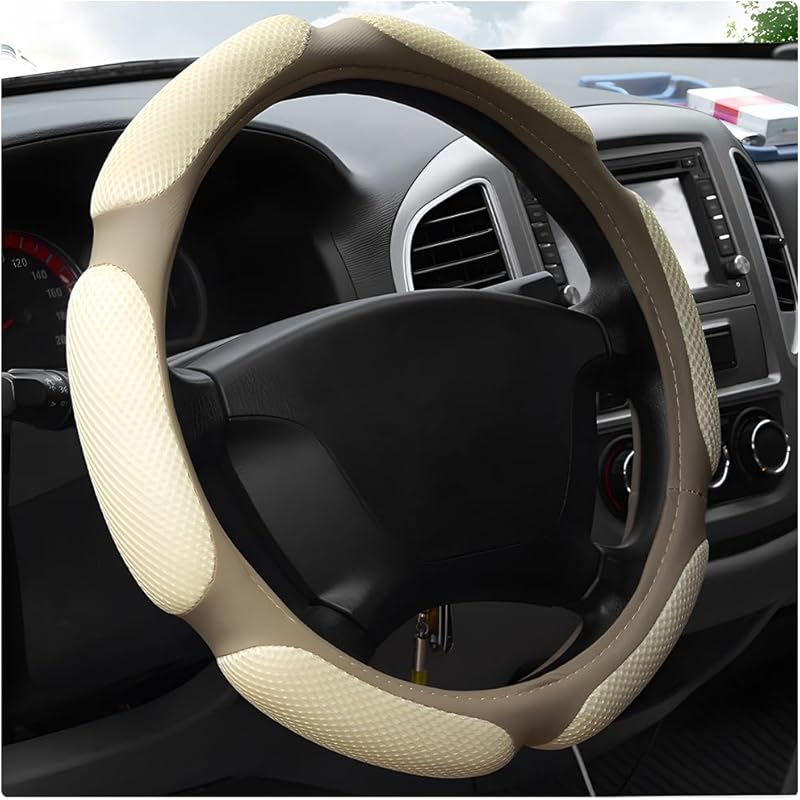 Car Steering Wheel Cover, 15" Anti-Slip Steering Wheel Protector Soft Hand Pad Cushion, Breathable Ice Silk Auto Wheel Wraps Comfy Grip All-Season