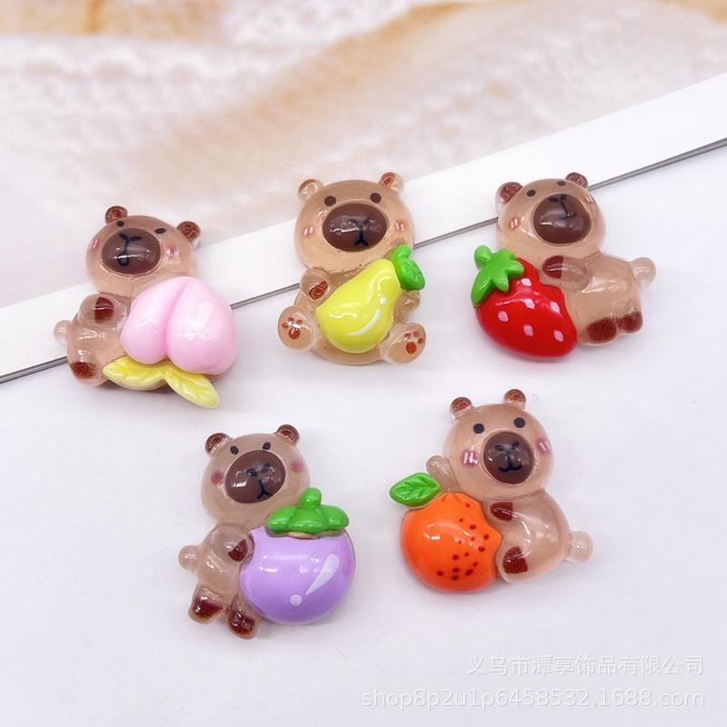 Kawaii Luminous Capybara Car Ornaments Dollhouse Mini Scene Decor Micro Landscape Ornaments Diy Desktop Decoration Toys