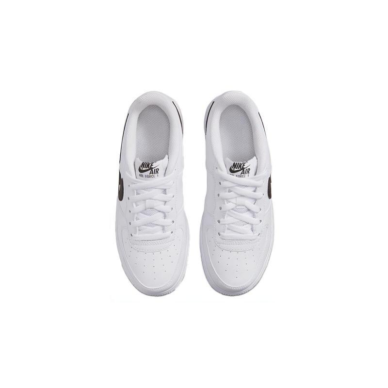 Nike Air Force 1 Low Cut Out Swoosh White Black GS Sneakers DR7889-100