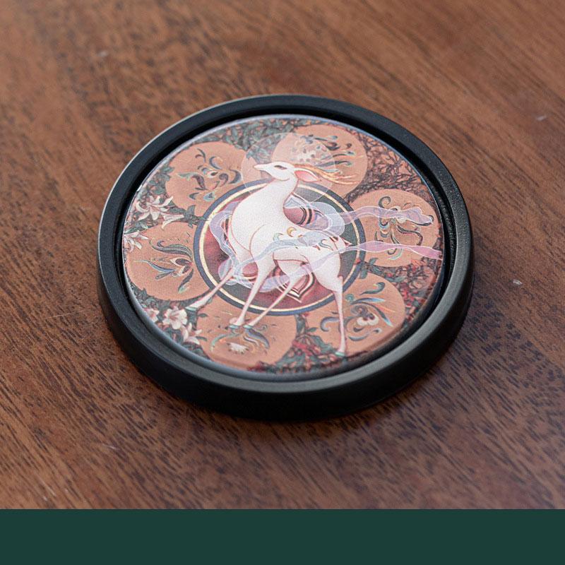 1PCS New Chinese Style Ceramic Absorbent Coaster Heat-resistant Anti-skidding Kung Fu Tea Cup Holder Insulation Pad