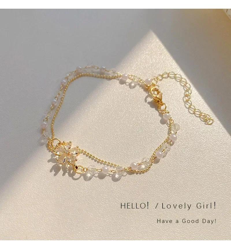 4Pcs/Set Trendy Individuality Open Mouth Bracelet Set for Women Zircon Gold Color Butterfly Pearl Open Cuff Bangle Girls Jewelry