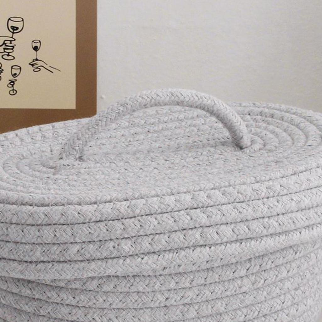 Stolní úložný box s víkem Ručně vyrobený bavlněný provazový úložný koš na make-up, drobnosti, svačinu, jehlice