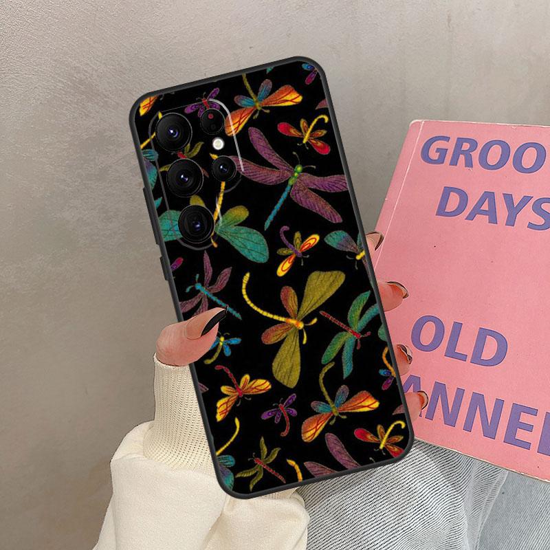 Floral Colorful Dragonfly Case For Samsung Galaxy S24 FE S21 FE S20 S22 S23 S25 Ultra S9 S10 Plus S25 FE Cover Coque