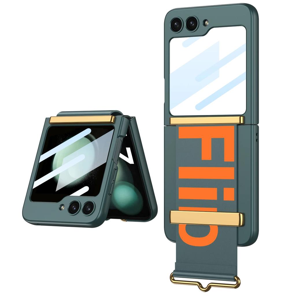 Matné puzdro držiaka na zápästie Predná obrazovka s fóliou pre Samsung Galaxy Z Flip 6 5 4 3 5G Flip 5 Flip 6 Flip 5 Skladací kryt náramku