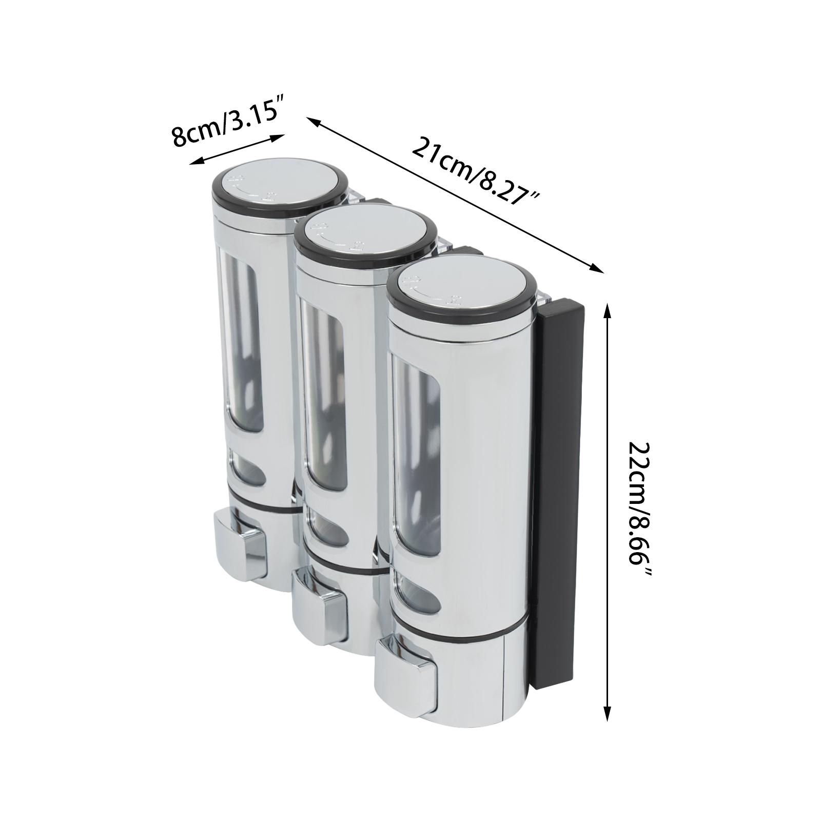 

Диспенсер для шампуня для душевой стены 3×400 мл Камера Многоразовая бутылка-диспенсер для жидкого мыла Контейнеры для ванной комнаты Серебристый серебряный