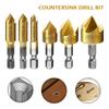 6Pcs Hexagonal Handle Conical Countersink 90 Degrees Conical Countersink Drill Bit Coated for Metal with Hex Shank Wood 6-19mm