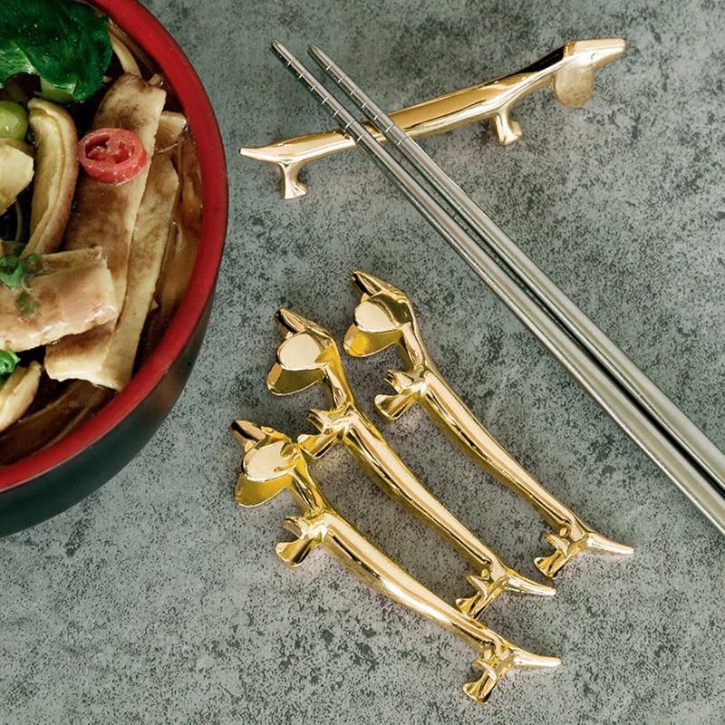 Zinc Alloy Cutlery Bracket Holder Silver Fawn /Little Dog Shape Cutlery Storage Cute Tableware Rack Holder Dinner Table Supplies