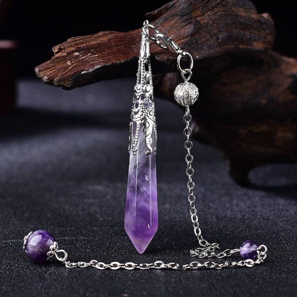 Energy Natural Crystal Pendulums Hexagon Cone Witch Spiritual Pendulos Jewelry Gift