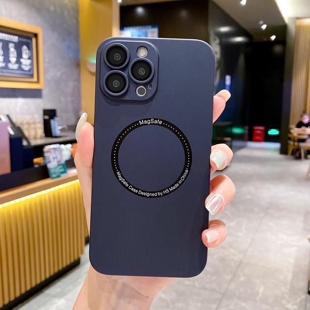 Husă de telefon cu piele mată pentru PC Magsafe pentru Iphone 14 12 11 13 Pro Max Cameră din sticlă Husă de protecție completă Suport încărcare fără fir