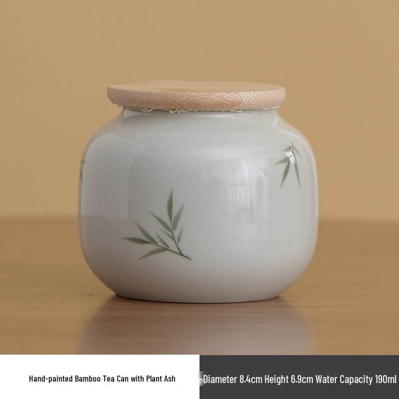 Hand-painted Bamboo Tea Caddy: Portable, Moisture-Proof, Sealed Storage Can for Tea.