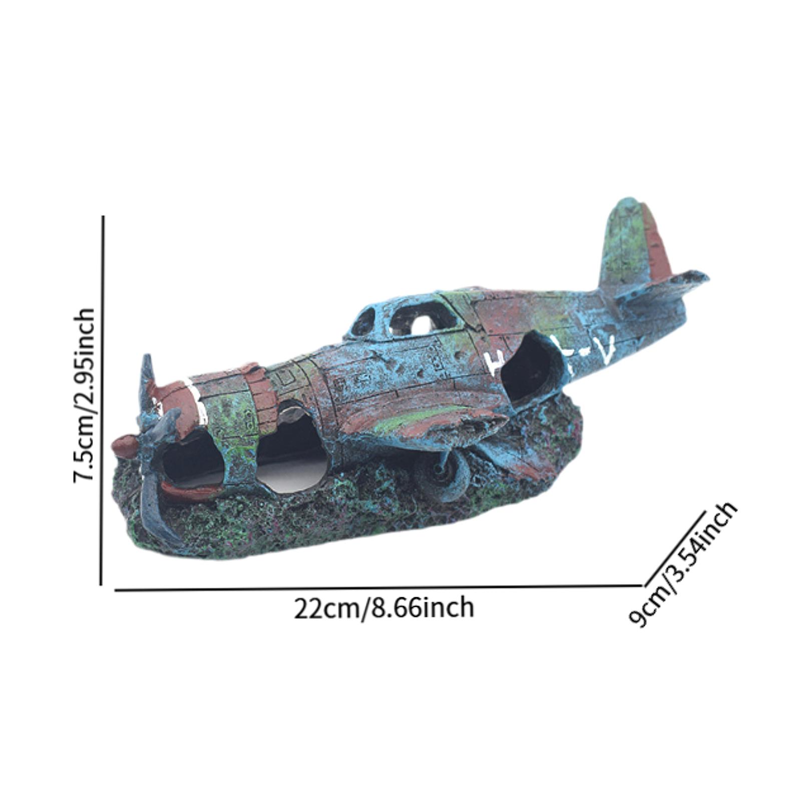 

Resin Airplane Wreck Aquarium Decoration Fish Tank Ornaments Fish Shrimp Cave Hideout Habitat Landscaping Accessories белый