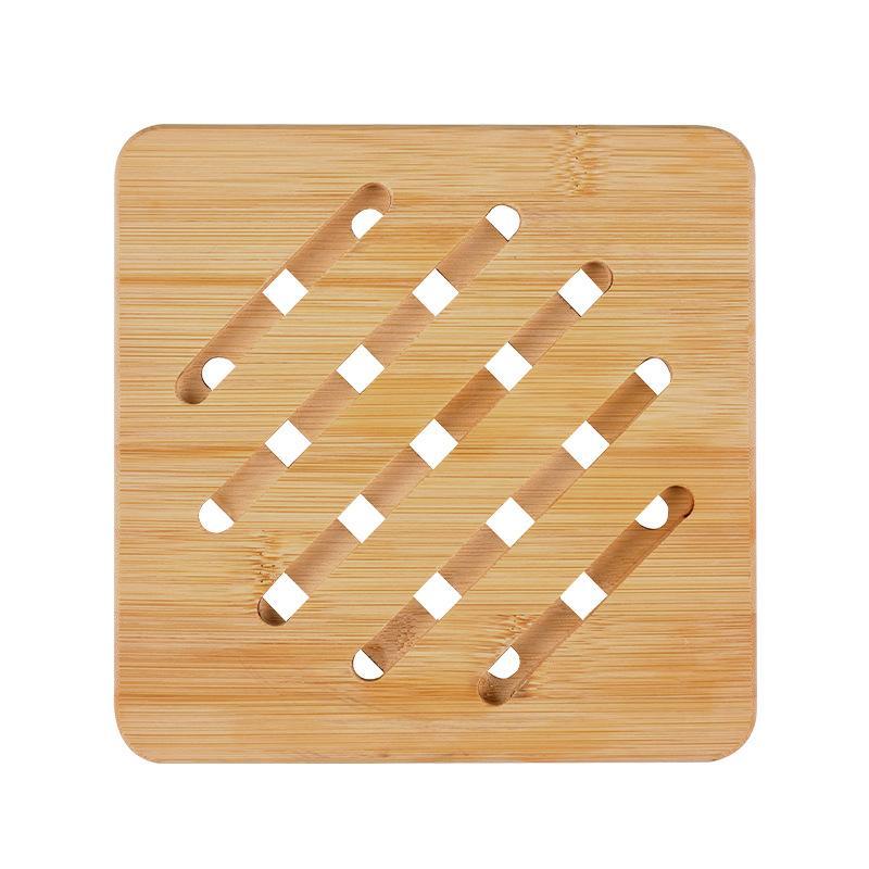 Portable Placemat Thickened Circular Square Household Coaster Hollowed Out Bamboo Insulation Mat Dining Table Mat