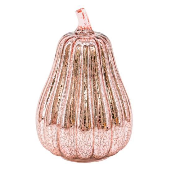 LED Pumpkin Lantern with Built-in Smart Timer Soft Warm Glow Battery-Powered Glass Pumpkin Shape Lantern Home Halloween Decor