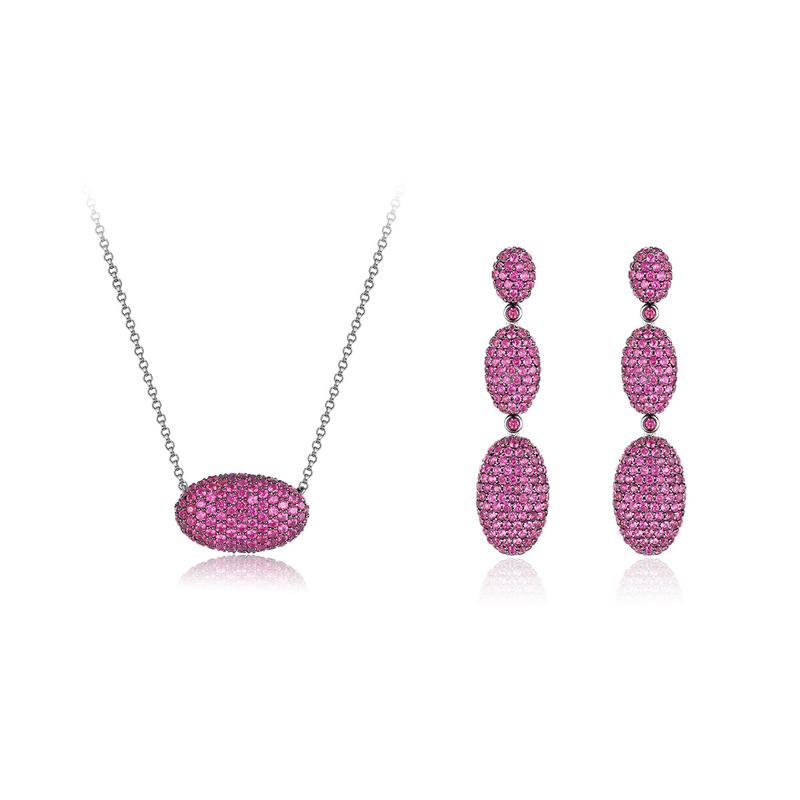 APM Monaco necklace Rose red oval necklace + rose red oval short earrings combination (20% off for two pieces) F Endless Love серебряный