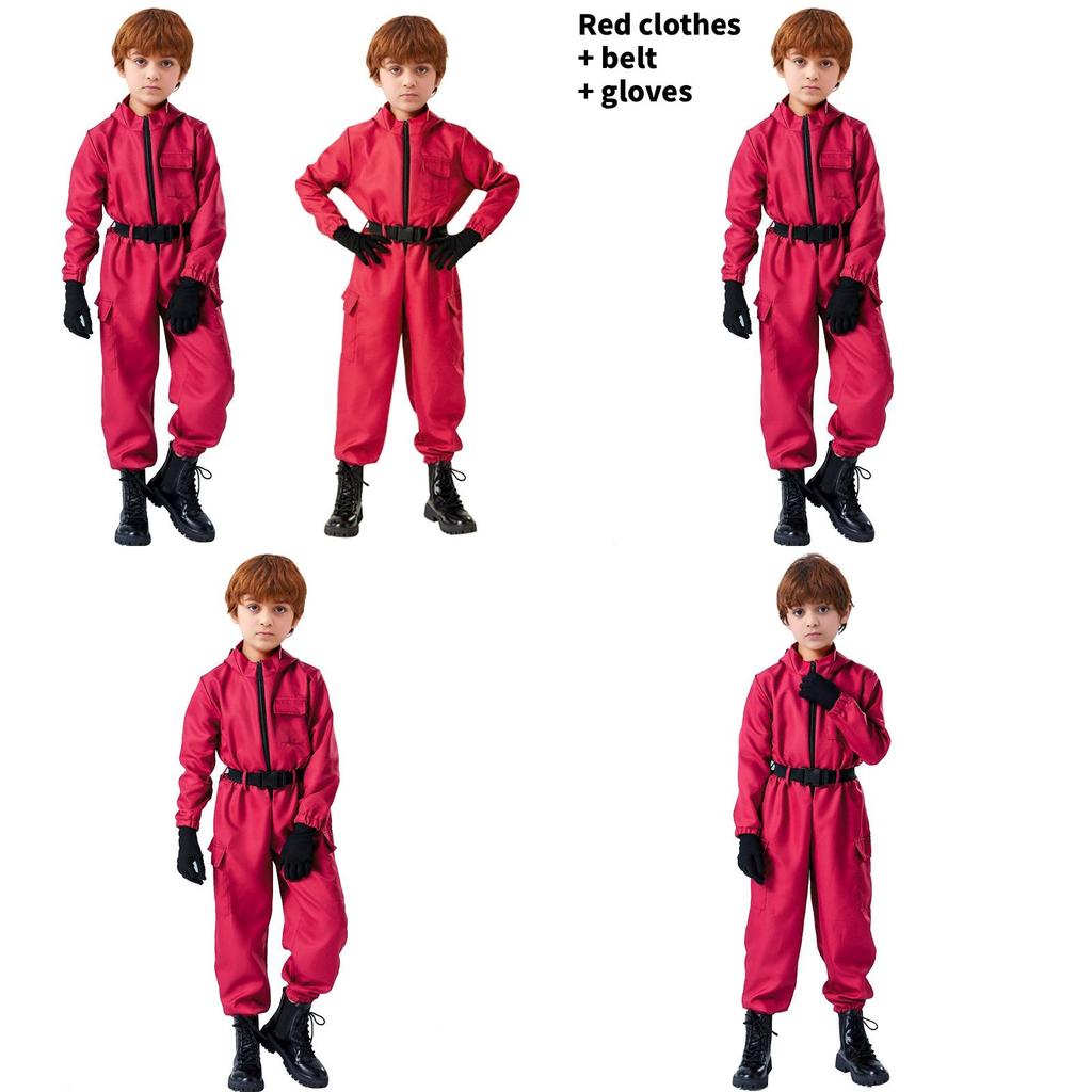 Squid Game Cosplay Red Jumpsuit With Polyester Fabric For Role Play And Halloween Costumes