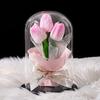 Tulip Glass Cover Flower Lamp Practical Birthday Gift Ornament Decorative Gift Teachers' Day Valentine's Day Eternal Flower Lamp