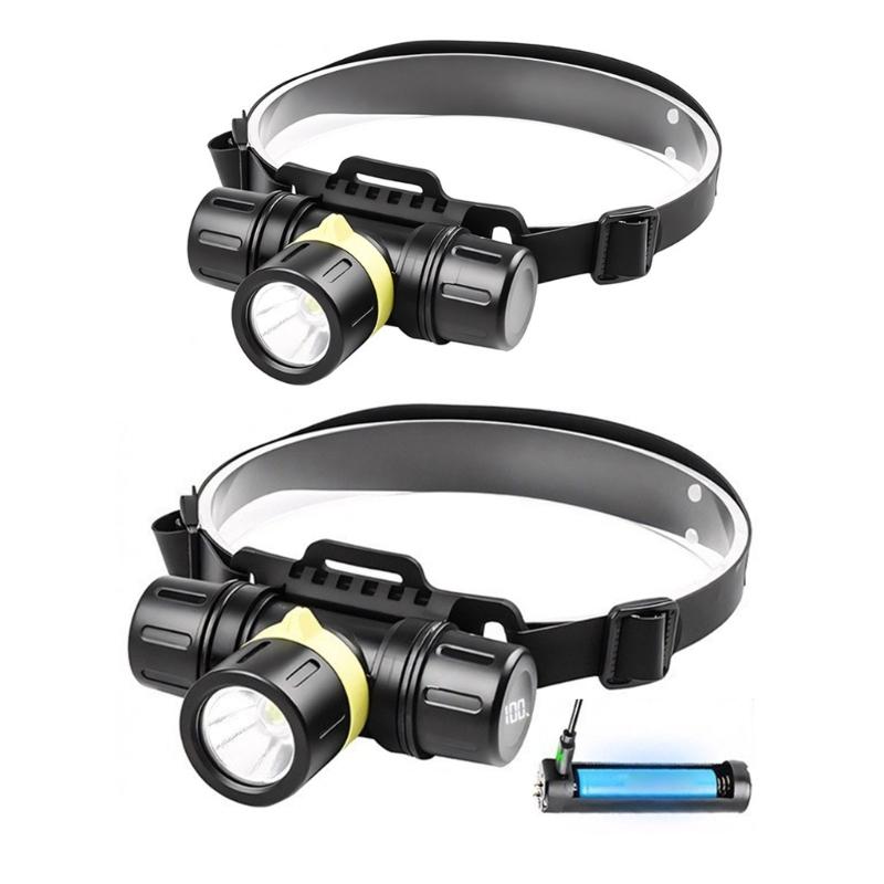Underwater Diving Headlamp with Adjustable Head Mount, Aluminum Beam Light for Snorkeling, Night Fishing and Camping
