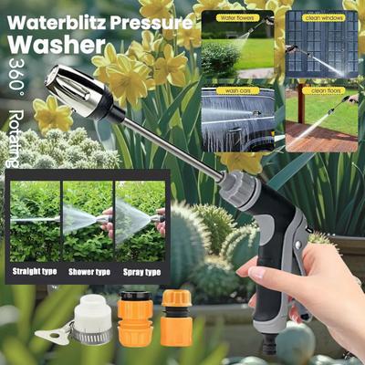 Garden Hose Pressure Power Washer with 360° Rotating Waterblitz High Pressure Turbowasher Pressure Washer Gun for Car Cleaning