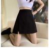 2025 Black Plus Size High Waist Slimming A-Line Slit Short Skirt for Women