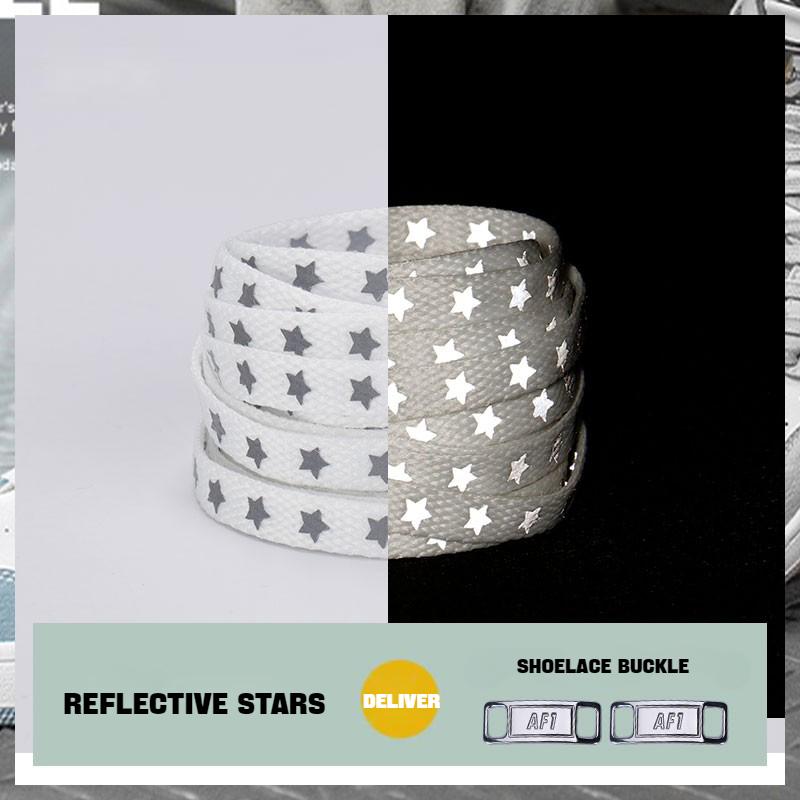 1Pair Reflective Shoelace for Sneakers Shoe Buckle Flat Pure White Shoe Laces High Top Shoelaces af1 Men's Women's Shoe Cord
