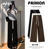 MJ STYLE Women's Winter Plush Lined Corduroy Straight-Leg Pants
