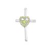 Peridot Cross Pendant: Sterling Silver Heart Charm